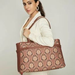 ZOUK Brown Printed Large Laptop Tote Handbag-15