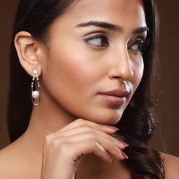 Aatmana Silver-Plated Contemporary Pearl Beaded Drop Earrings image 2