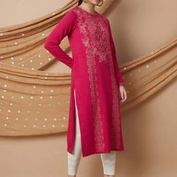 Melange by Lifestyle Pink Woven Straight Kurta-image-96