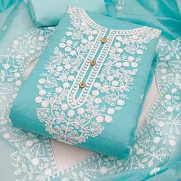 Nayanthara Trends Embroidered Thread Work Chanderi Unstitched Dress Material-picture-11