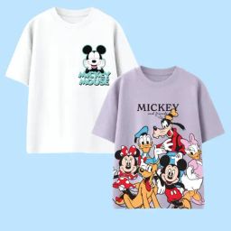 Nap Chief Unisex Lavender & White Cotton Relaxed Fit Character Based T-Shirt -Pack of 2-image-87