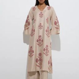 Zuba by Westside Lilac Floral Design A-Line Kurta-30