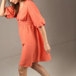 Vero Moda Orange Regular Fit A Line Dress-image-48