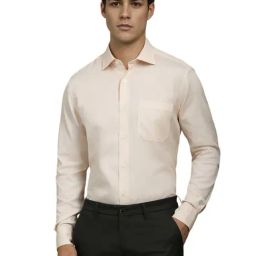 Louis Philippe Beige Cotton Regular Fit Shirt-picture-2