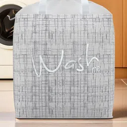 Aura Grey Jute Printed Foldable Laundry Bags With Handles - 106 L-5