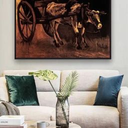 The Art House Cart Red White Ox By Van Gogh Painting-picture-32