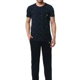 Vimal Jonney Navy Cotton Regular Fit Printed Nightwear Set-picture-35