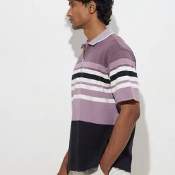 WES Casuals by Westside Lilac Relaxed-Fit Quarter Zip T-Shirt-image-72
