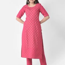 Span Pink Printed A Line Kurta-image-5