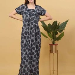 Sweet Dreams Grey Cotton Printed Nighty-image-75
