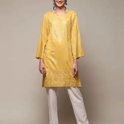 Biba Yellow Straight Fit Printed Kurta-picture-33