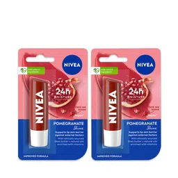 NIVEA Set of 2 Lip Balm 4.8 gm Each - Pomegranate image 1