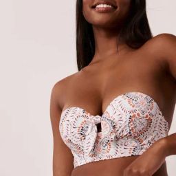 La Vie En Rose White Printed Bandeau Bikini Top-image-26