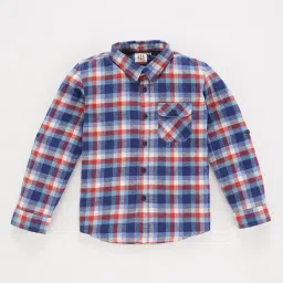 Ed-a-Mamma Kids Navy & Red Checks Full Sleeves Shirt-image-39