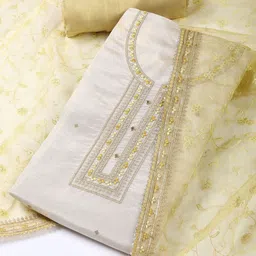Meena Bazaar Floral Embroidered Unstitched Dress Material-95