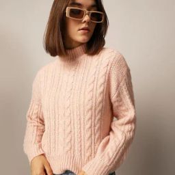 Only Light Pink Self Design Pullover-48