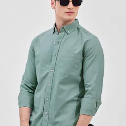 Snitch Men Classic Slim Fit Button-Down Collar Solid Cotton Casual Shirt-image-76