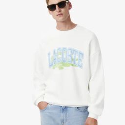 Lacoste White Loose Fit Printed Sweatshirt-image-7