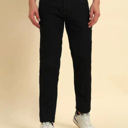Cantabil Dark Blue Regular Fit Solid Denim Jeans-image-54
