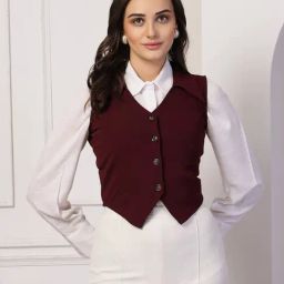 Style Quotient Maroon Solid Waist Coat-picture-31