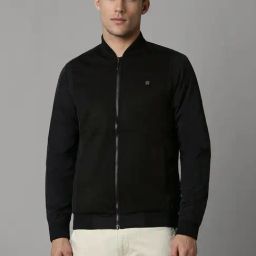 Louis Philippe Black Regular Fit Texture Bomber Jacket-picture-27