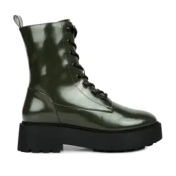 London Rag Women's Dark Green Derby Boots-image-29