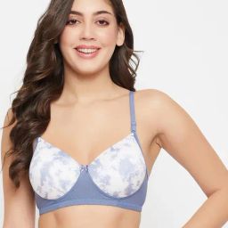 Clovia Blue Printed Full Coverage Wireless T-Shirt Bra-image-47