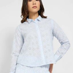 Honey By Pantaloons Blue Cotton Comfort Fit Embroidered Shirt-image-77