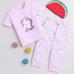 Bumzee Kids Lavender Cotton Printed T-Shirt Set-image-69