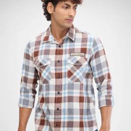 Spykar Brown Slim Fit Checks Shirt-picture-47