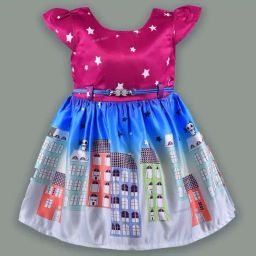 Wish Karo Kids Wine Printed Frock-picture-46