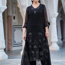 CaniBani Women Ethnic Motifs Embroidered Regular Kurta with Trousers & With Dupatta-49