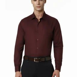 Van Heusen Maroon Regular Fit Texture Shirt-image-5