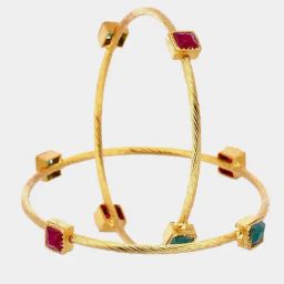 Zeneme Gold Plated White CZ Studded Dual Colour Bangles for Women Set of 2-97