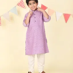 Fabindia Boys Purple Viscose Blend Printed Kurta-picture-15