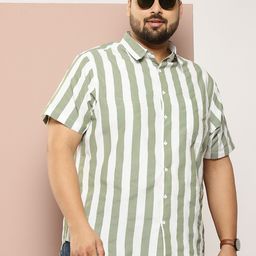 Sztori Men Plus Size Classic Striped Pure Cotton Casual Shirt-image-67