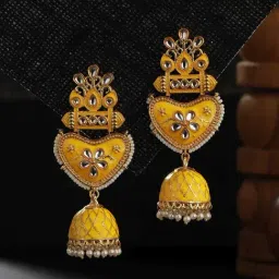 Aatmana Yellow Contemporary Jhumki Earrings for Women-image-29