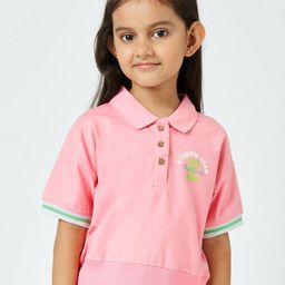 Ed-a-Mamma Girls Typography Printed Polo Collar Pure Cotton T-shirt-picture-18