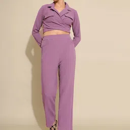 Selvia Notched Lapel Collar Top With Trousers Co-Ords-picture-17
