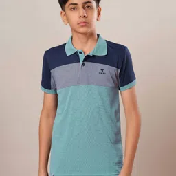 Technosport Boys Colourblocked Polo Collar Pockets Slim Fit T-shirt-image-25