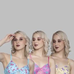 FIMS: Fashion is my Style Blue & Pink Floral Print Everyday Bras - Pack Of 3-image-47