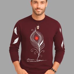 TICOSS Graphic Printed Long Sleeves Round Neck Cotton Regular Fit Casual T-shirt-image-56