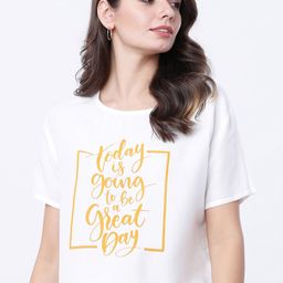 Tokyo Talkies Women Typography Printed Drop-Shoulder Sleeves T-shirt-picture-6