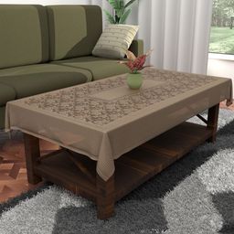 Aura Brown Floral Cotton 4-Seater Table Cover with Embroidered details-image-25