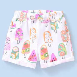 Babyhug Cotton Mid Thigh Length Fuits Printed Shorts - White-image-92