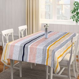 Fabinaliv Stripes 300 TC Cotton Blend Table Cover - Multicolor-15