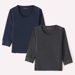 Kanvin Cotton Modal Full Sleeves Thermal Vest Pack of 2 - Navy Blue & Charcoal-image-101