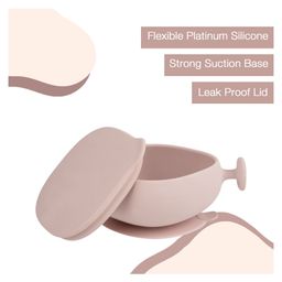 B.Box Silicone Bowl + Lid with Suction Base Blush Pink-27