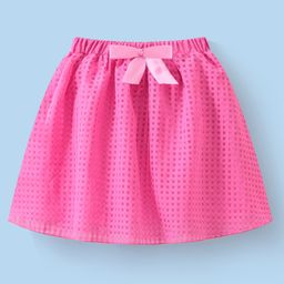 Mark & Mia Above Knee Length Skirt with Checks Print & Bow Detailing - Fushcia-image-42