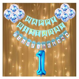 Bubble Trouble 12 Pcs 1st Birthday Decoration For Boys 12 Month Photo For First Birthday (Pack of 12Blue)-image-2